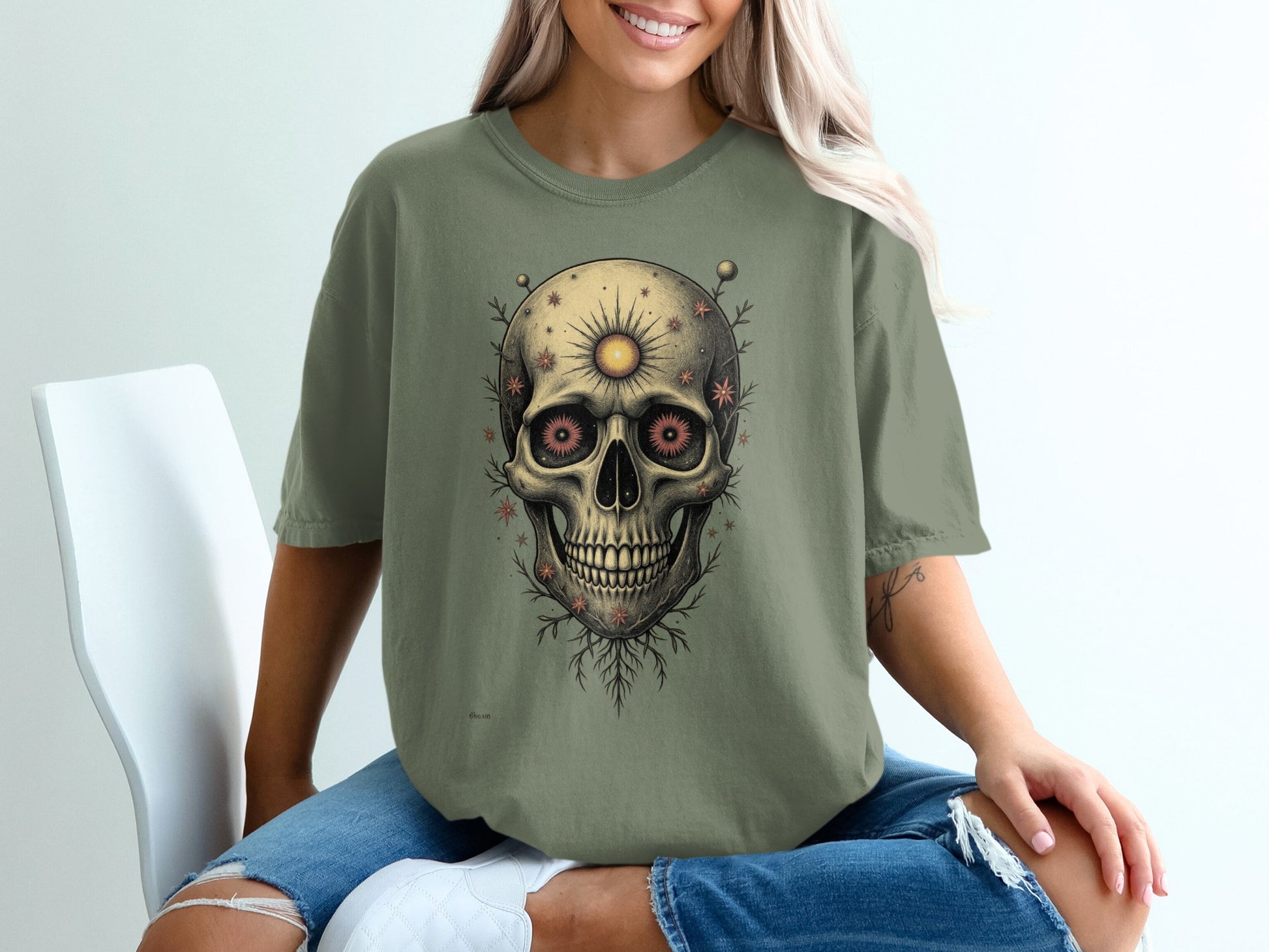 Skull Art Dark Eyes Graphic Tee product type