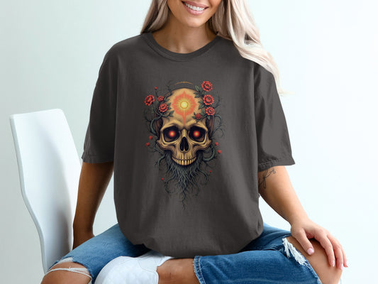 Illuminated Skull with Floral Accents Shirt product