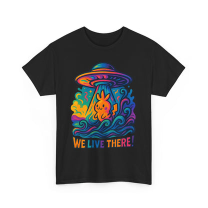 Colorful Alien Graphic Unisex Heavy Cotton Tee - Space Lover Gift, UFO Tee, Casual Wear, Retro Vibe, Fun T-Shirt - IconVexa