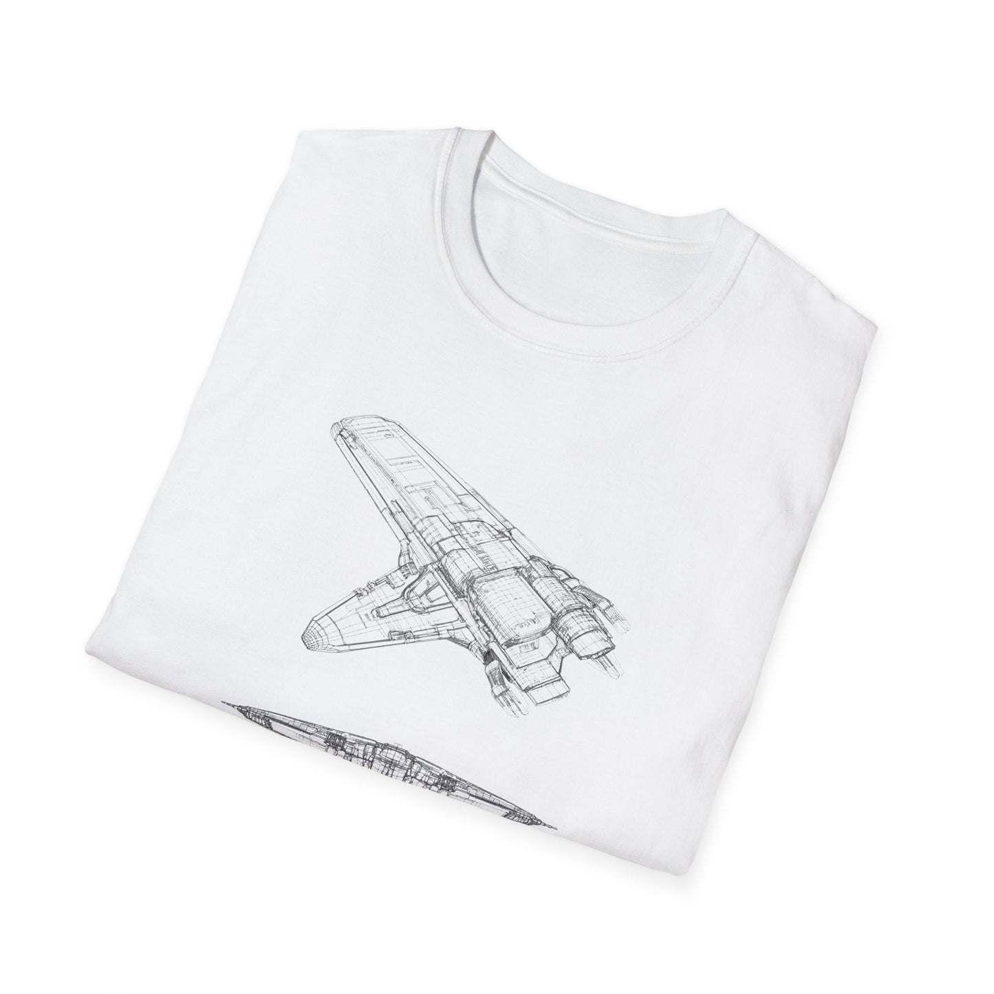Futuristic Spaceship Graphic Tee - Unisex Softstyle T-Shirt, Space Lover Gift, Sci - Fi Shirt, Casual Everyday Wear, Galaxy Tee - IconVexa
