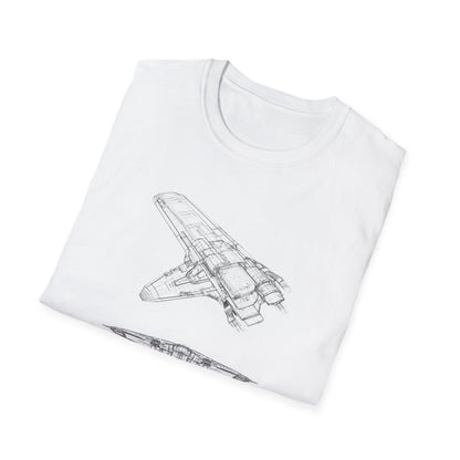 Futuristic Spaceship Graphic Tee - Unisex Softstyle T-Shirt, Space Lover Gift, Sci - Fi Shirt, Casual Everyday Wear, Galaxy Tee - IconVexa