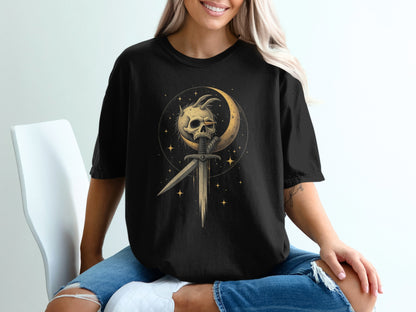 Skull Dagger and Moon Graphic Design T-Shirt product
