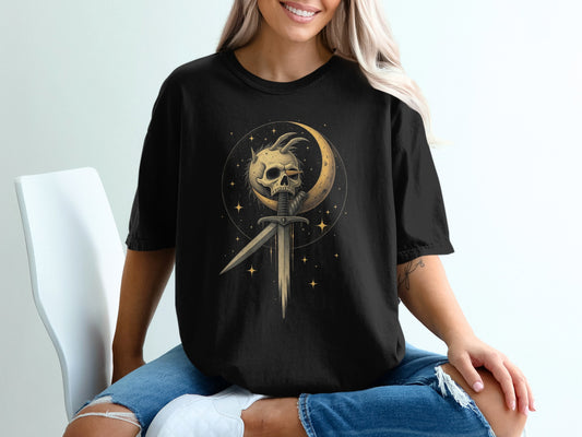 Skull Dagger and Moon Graphic Design T-Shirt product