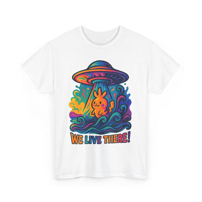 Colorful Alien Graphic Unisex Heavy Cotton Tee - Space Lover Gift, UFO Tee, Casual Wear, Retro Vibe, Fun T-Shirt - IconVexa