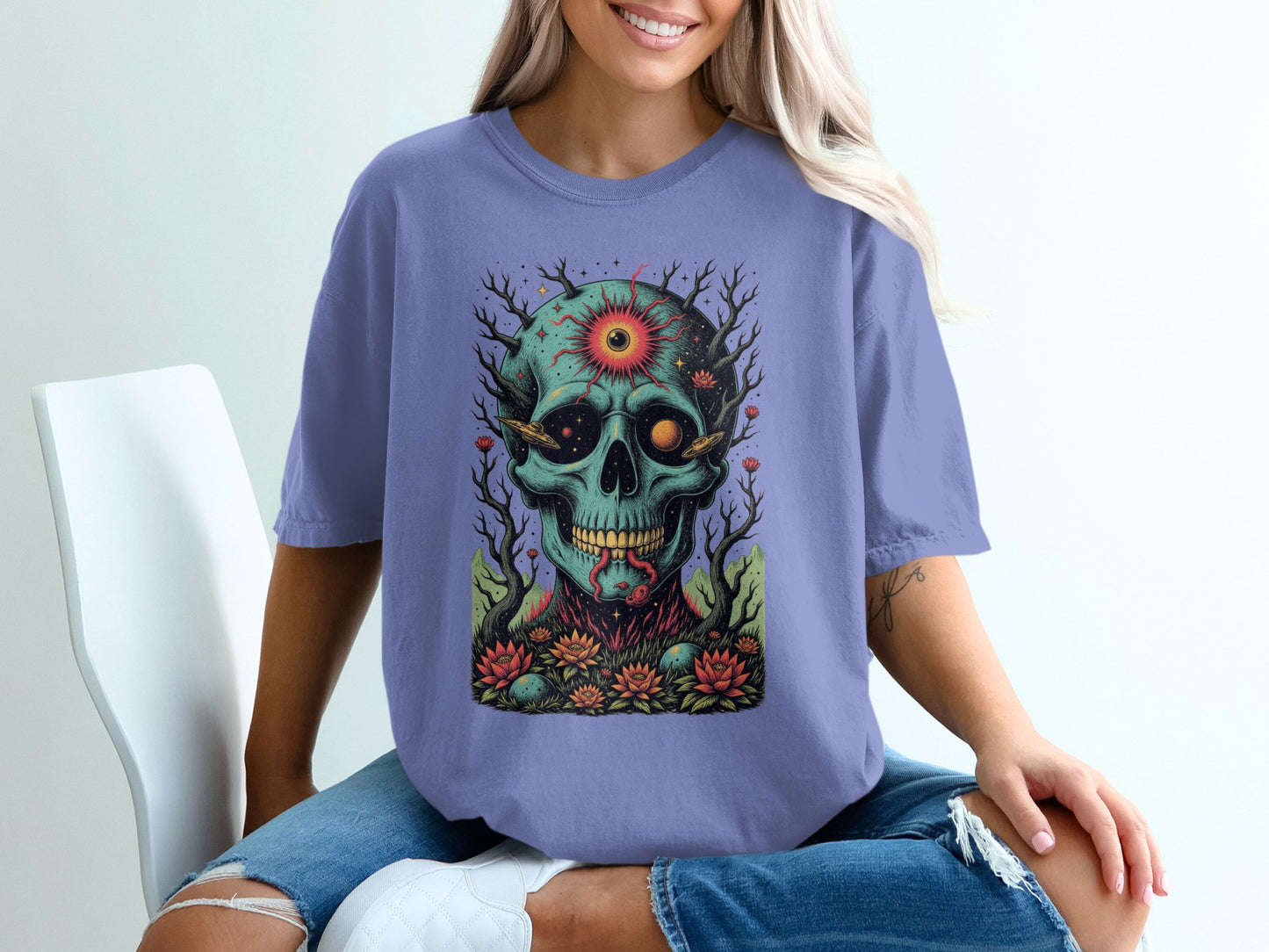 Unique Artistic Skull Graphic Tee Shirt product