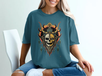 Mystical Skull with Horns Graphic T-Shirt product