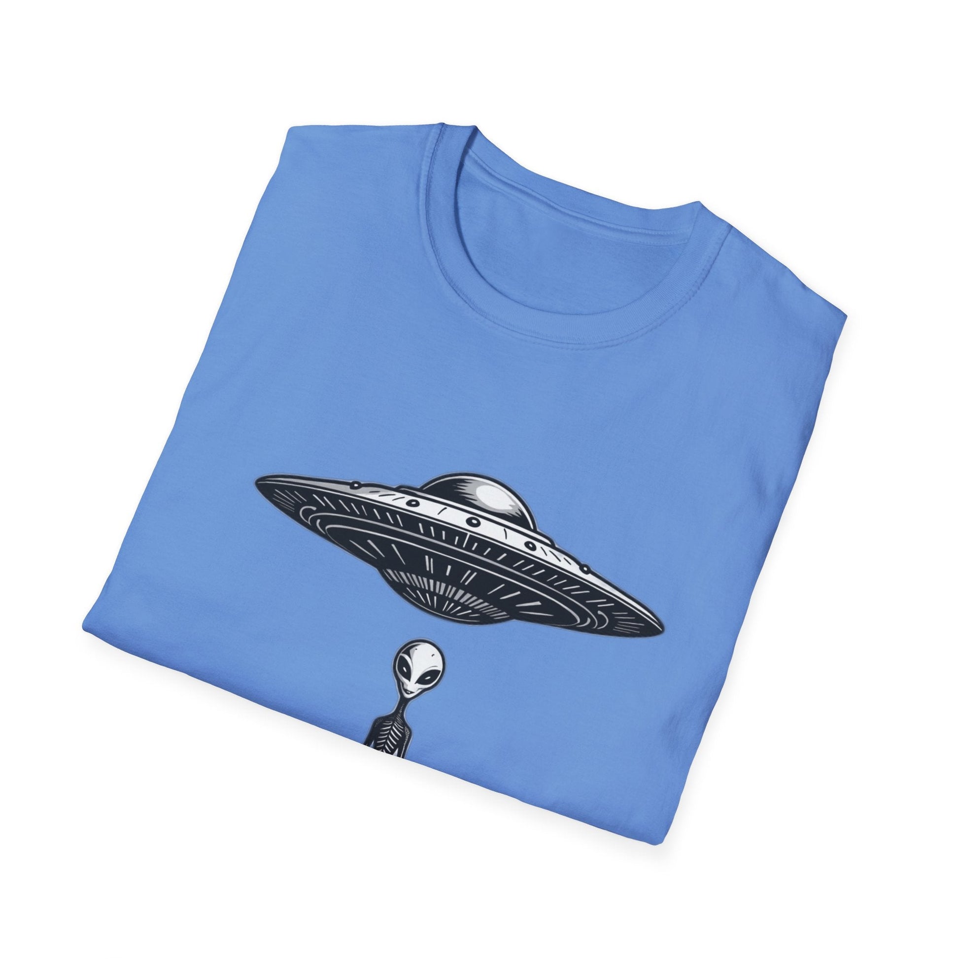 Alien Abduction Unisex Softstyle T-Shirt - Retro UFO Design, Fun Gift, Sci - Fi Lover Apparel, Casual Wear - IconVexa