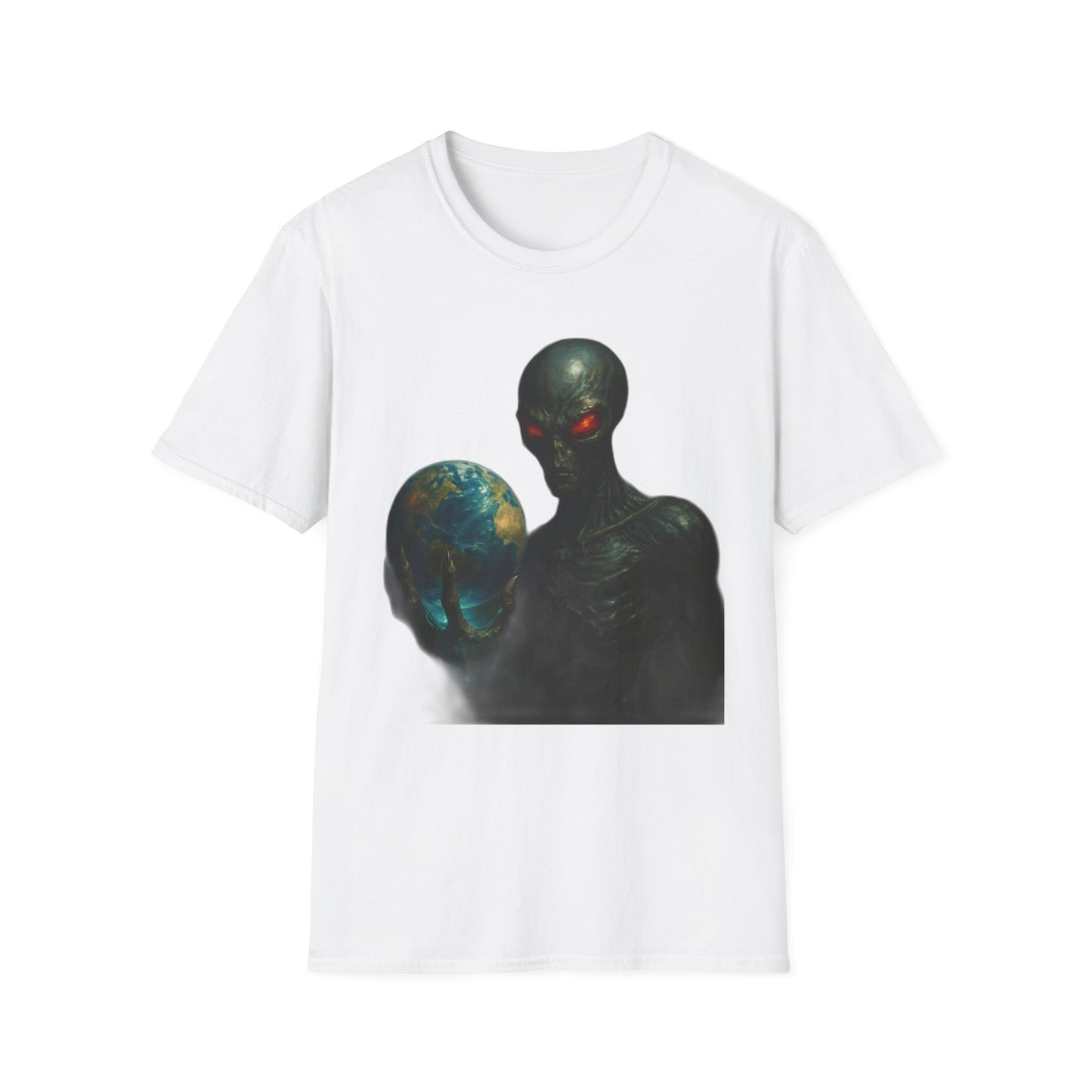 Alien-Inspired Unisex Softstyle T-Shirt, Graphic Tee, Sci-Fi Apparel, Cosmic Gift, Unisex Fashion, Space Lover's Shirt