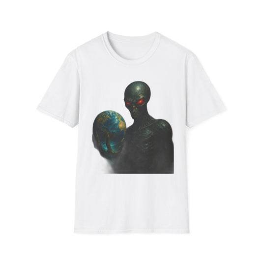 Alien-Inspired Unisex Softstyle T-Shirt, Graphic Tee, Sci-Fi Apparel, Cosmic Gift, Unisex Fashion, Space Lover's Shirt