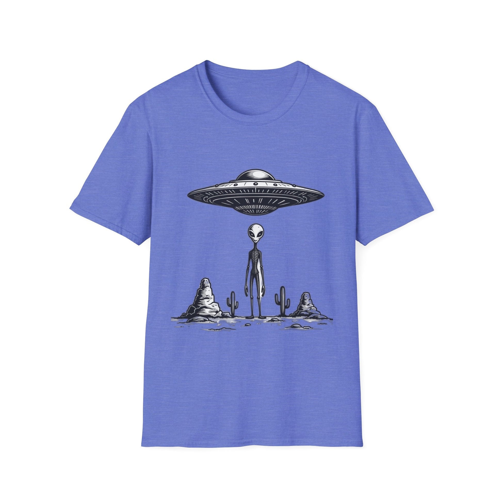 Alien Abduction Unisex Softstyle T-Shirt - Retro UFO Design, Fun Gift, Sci - Fi Lover Apparel, Casual Wear - IconVexa