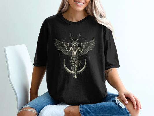 Mystical Winged Deity Graphic Printed Shirt product
