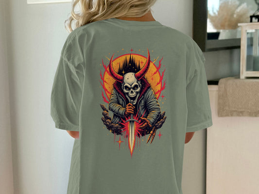 Striking Graphic Design Demon Skull T-Shirt product