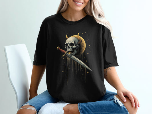 Skull with Horns and Dagger Graphic Shirt product