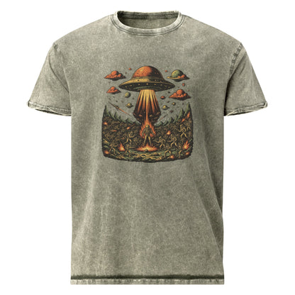Alien Abduction Battle Tee | UFO Scene Graphic Shirt | Retro Sci - Fi Space Theme Apparel - IconVexa