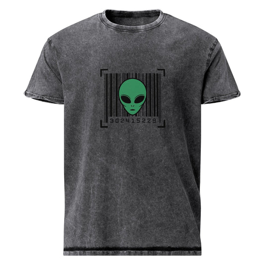 Alien Barcode Tee | Minimalist Sci - Fi Graphic Shirt | Cool UFO Streetwear for Geeks - IconVexa