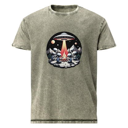 Alien Campfire Tee | UFO Graphic Shirt for Space Lovers | Retro Sci - Fi Adventure Design - IconVexa
