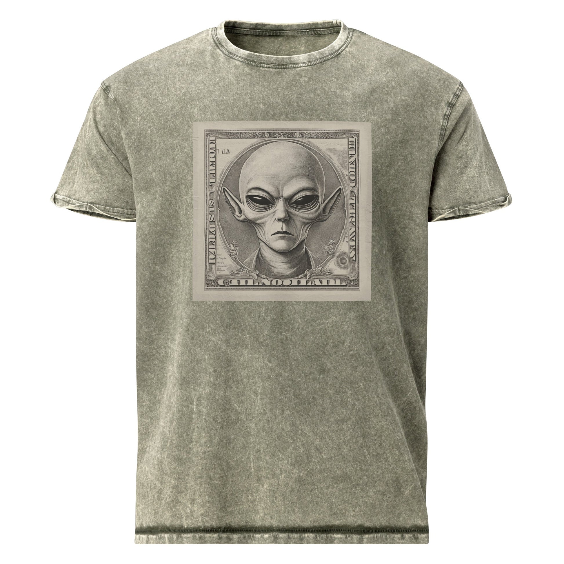Alien Dollar Tee | Sci - Fi Currency Graphic Shirt | Artistic UFO Streetwear Style - IconVexa