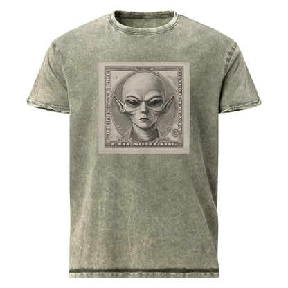 Alien Dollar Tee | Sci - Fi Currency Graphic Shirt | Artistic UFO Streetwear Style - IconVexa