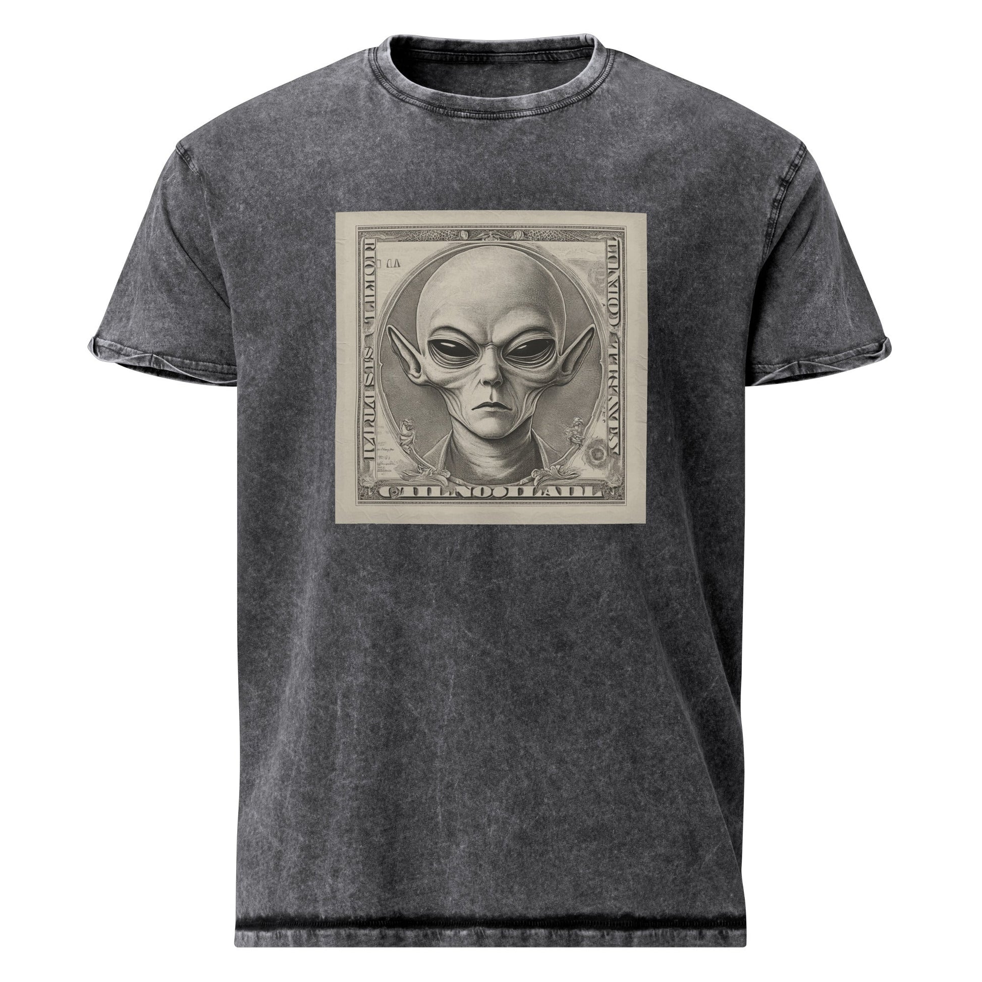 Alien Dollar Tee | Sci - Fi Currency Graphic Shirt | Artistic UFO Streetwear Style - IconVexa