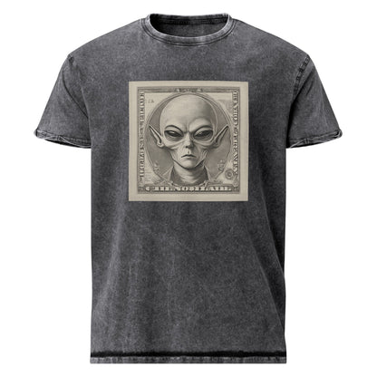 Alien Dollar Tee | Sci - Fi Currency Graphic Shirt | Artistic UFO Streetwear Style - IconVexa