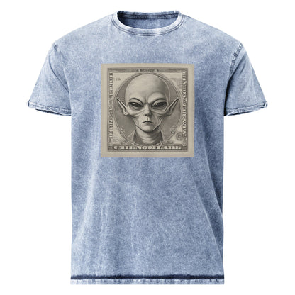 Alien Dollar Tee | Sci - Fi Currency Graphic Shirt | Artistic UFO Streetwear Style - IconVexa