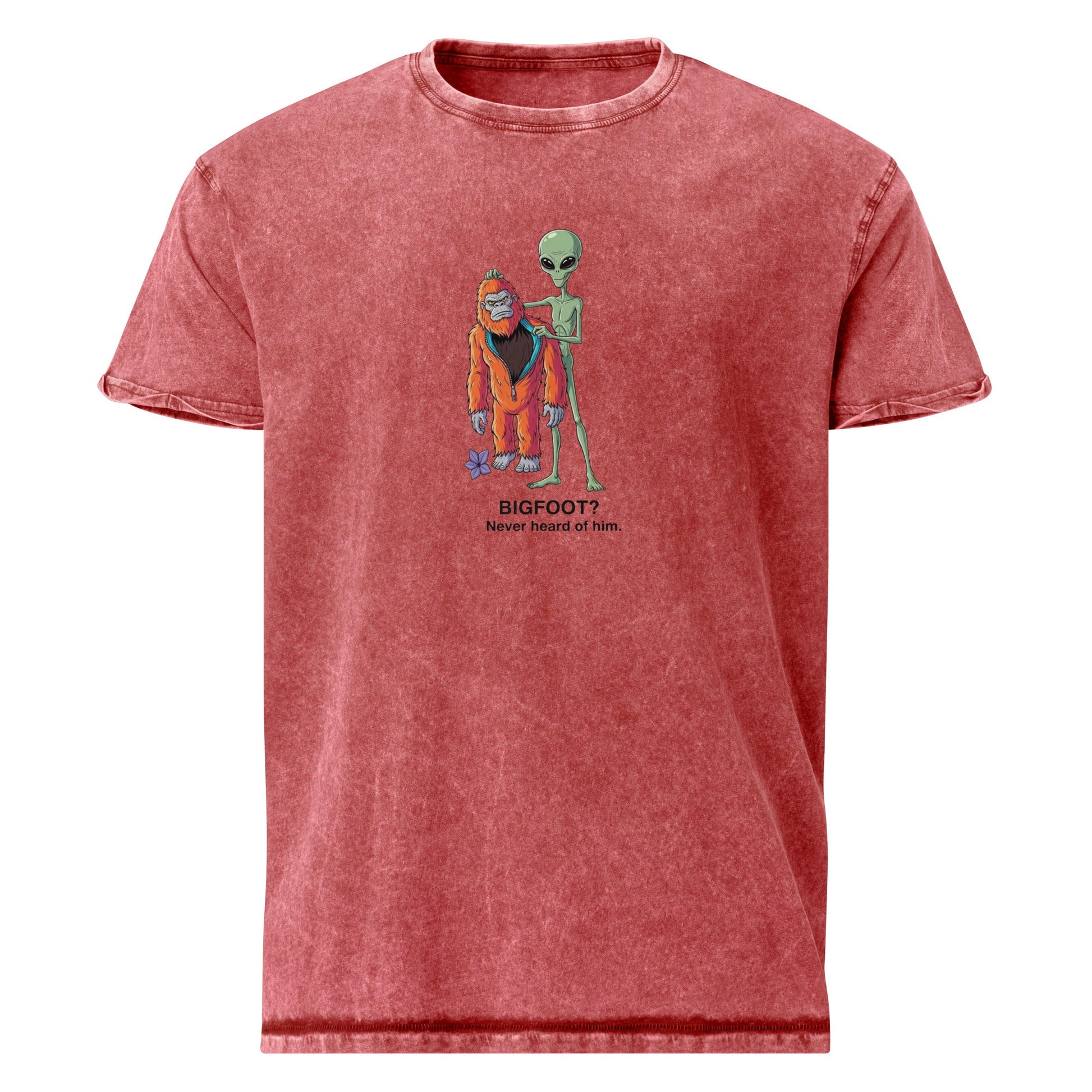 Alien Holding Bigfoot Costume Tee | Funny Halloween UFO Shirt | Retro Sci - Fi Gift Idea - IconVexa
