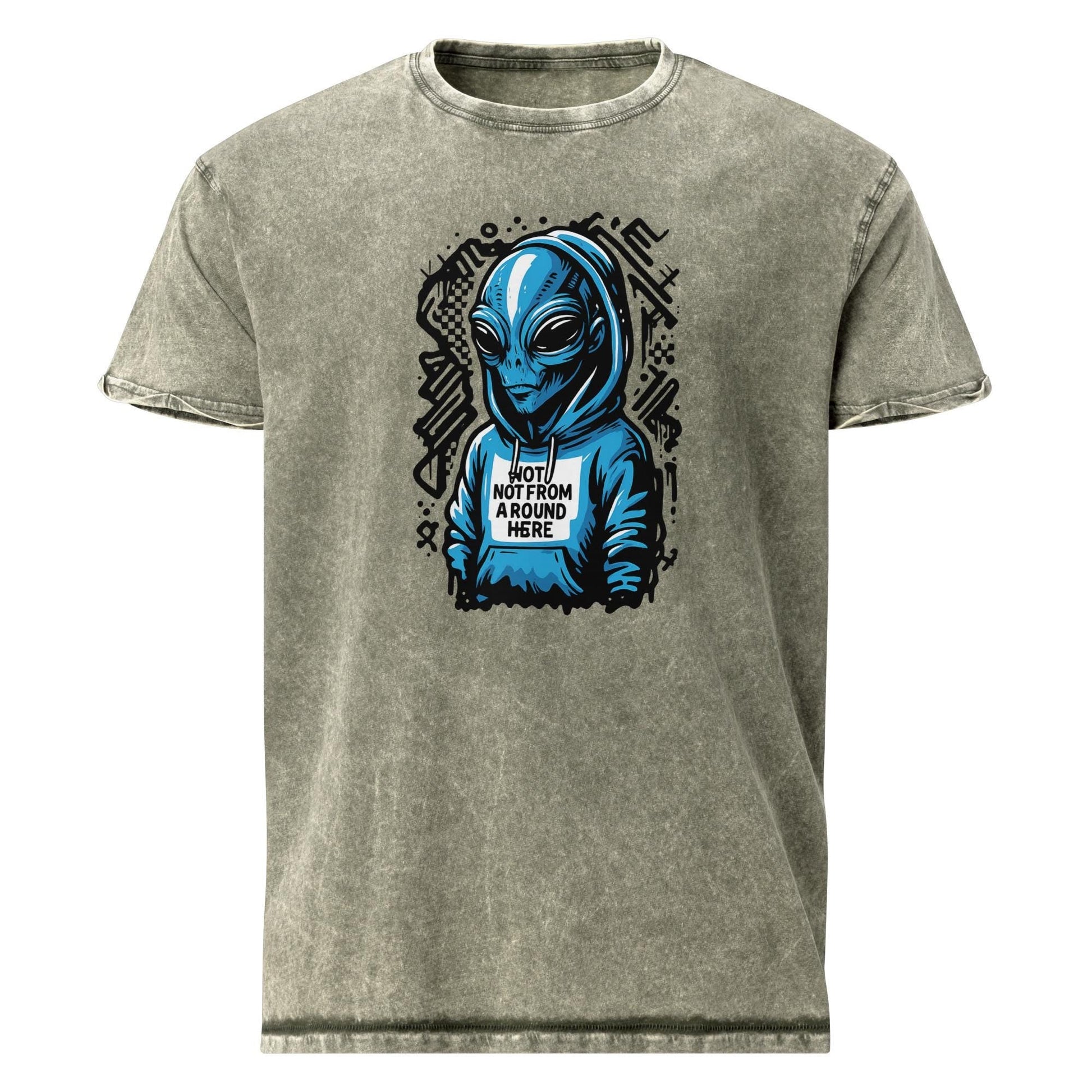 Alien Hoodie Tee | Not From Around Here Shirt | Cool Graphic Sci - Fi Streetwear - IconVexa