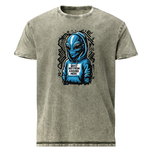 Alien Hoodie Tee | Not From Around Here Shirt | Cool Graphic Sci - Fi Streetwear - IconVexa