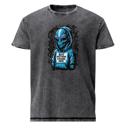 Alien Hoodie Tee | Not From Around Here Shirt | Cool Graphic Sci - Fi Streetwear - IconVexa
