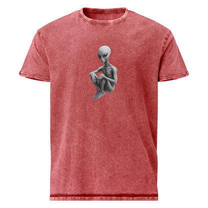 Alien In Thoughtful Silence | Vintage Sci - Fi Sketch Design | Emotional Grey Visitor Tee - IconVexa