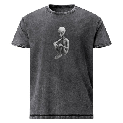 Alien In Thoughtful Silence | Vintage Sci - Fi Sketch Design | Emotional Grey Visitor Tee - IconVexa