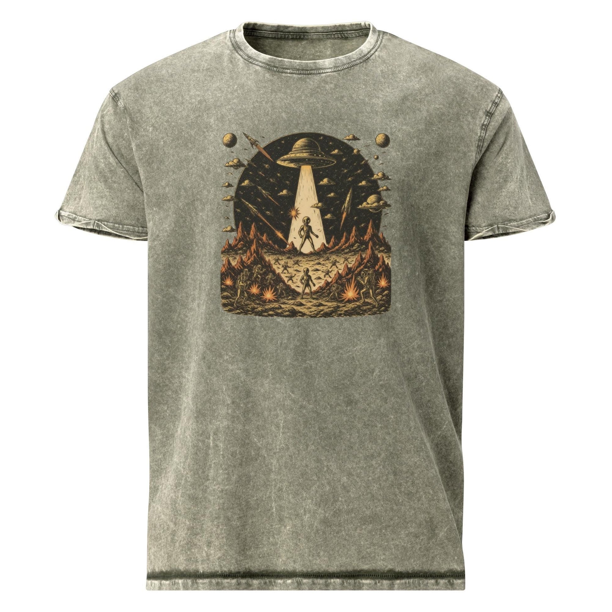 Alien Invasion Battle Shirt | Vintage Sci - Fi Graphic Tee | Space War UFO T-Shirt - IconVexa
