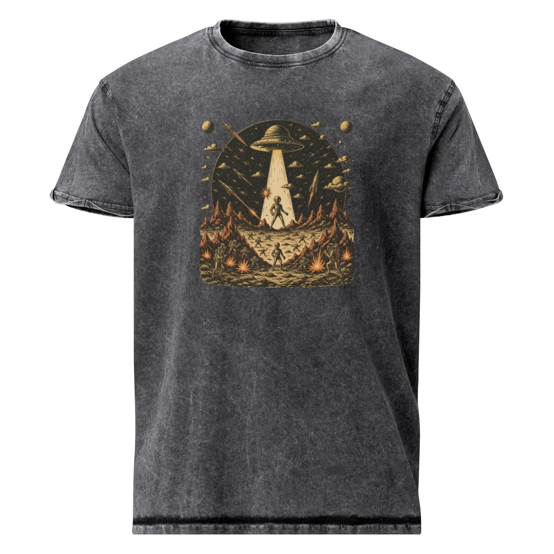 Alien Invasion Battle Shirt | Vintage Sci - Fi Graphic Tee | Space War UFO T-Shirt - IconVexa
