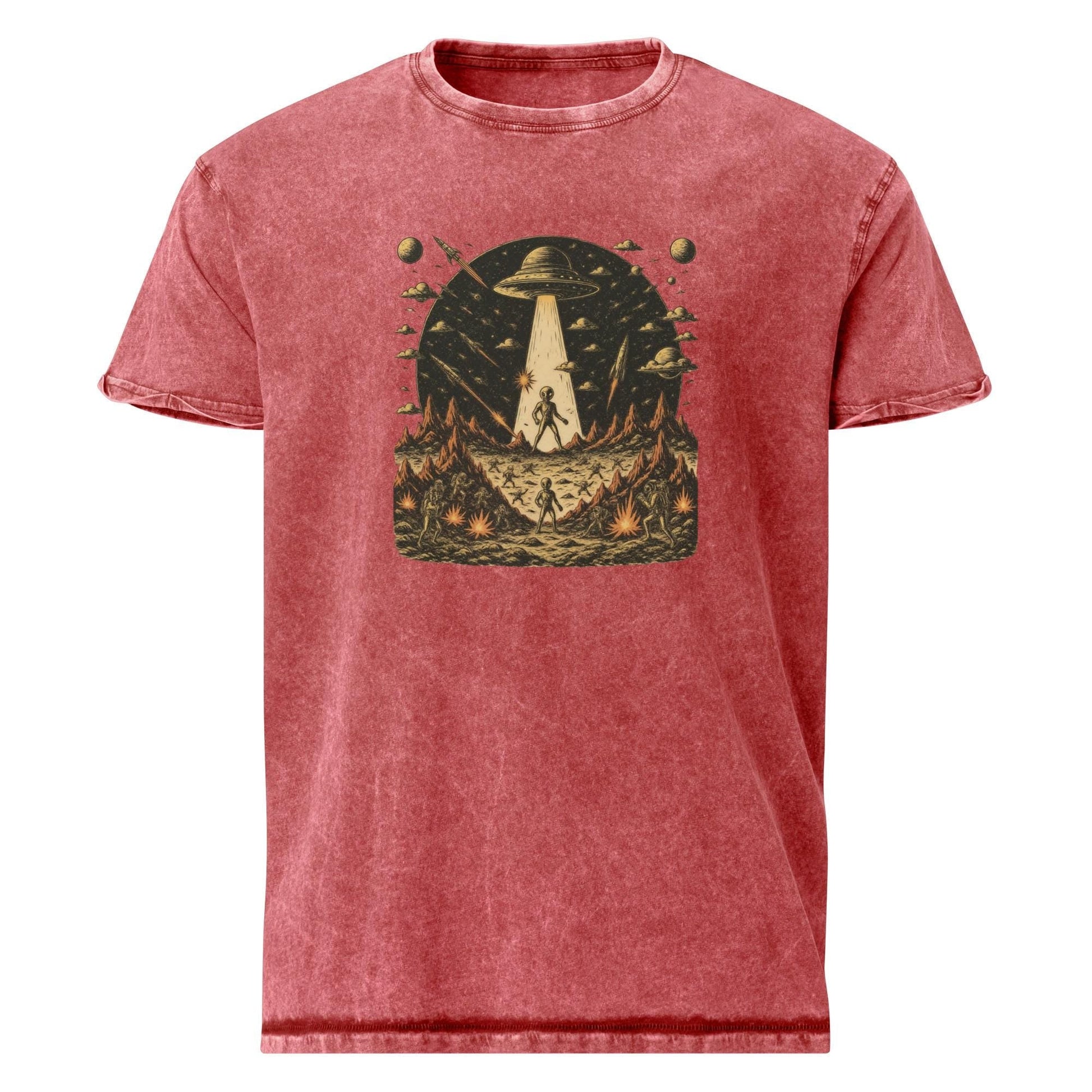 Alien Invasion Battle Shirt | Vintage Sci - Fi Graphic Tee | Space War UFO T-Shirt - IconVexa