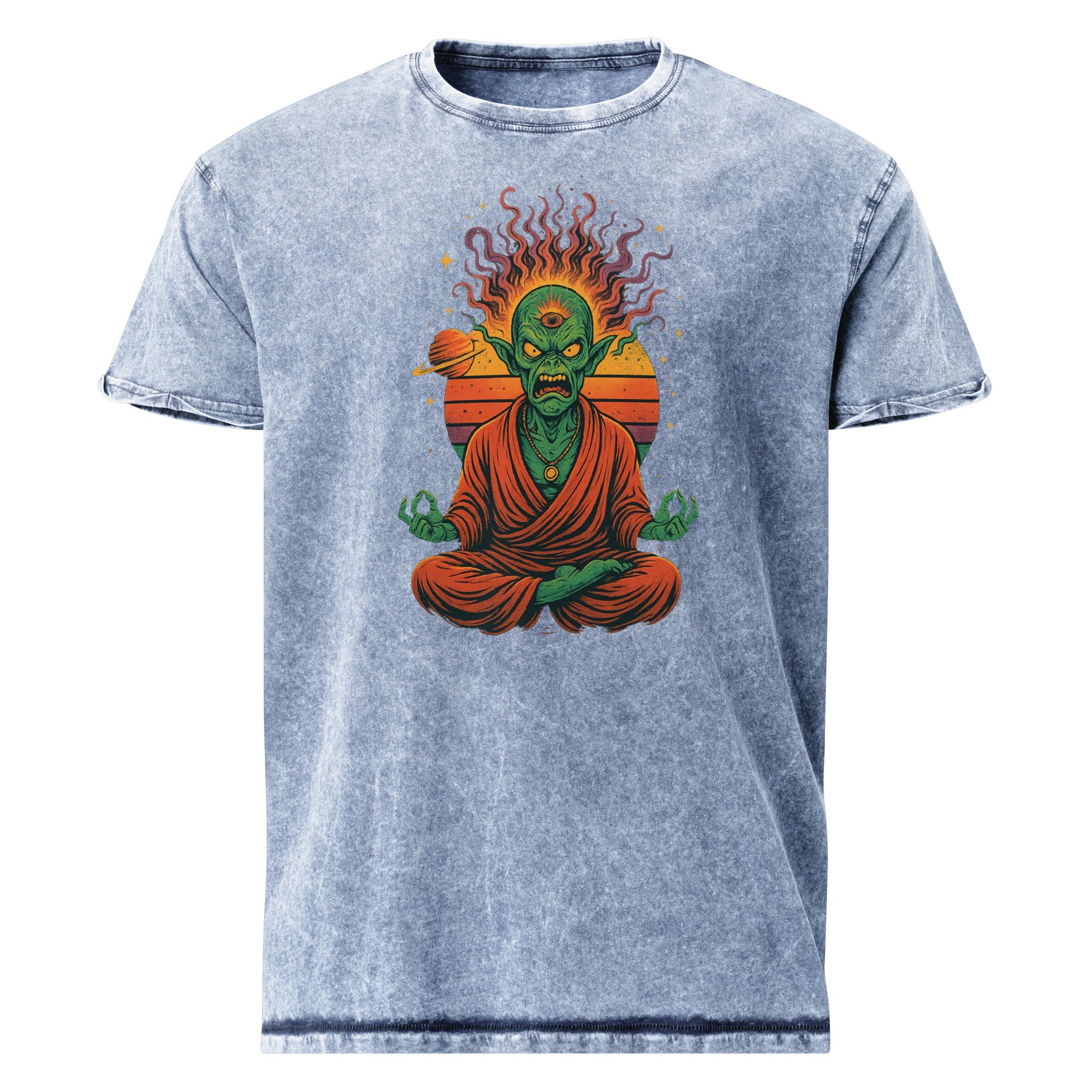 Alien Monk Rage Tee | Outer Space Meditation Shirt | Scifi Graphic T-Shirt - IconVexa