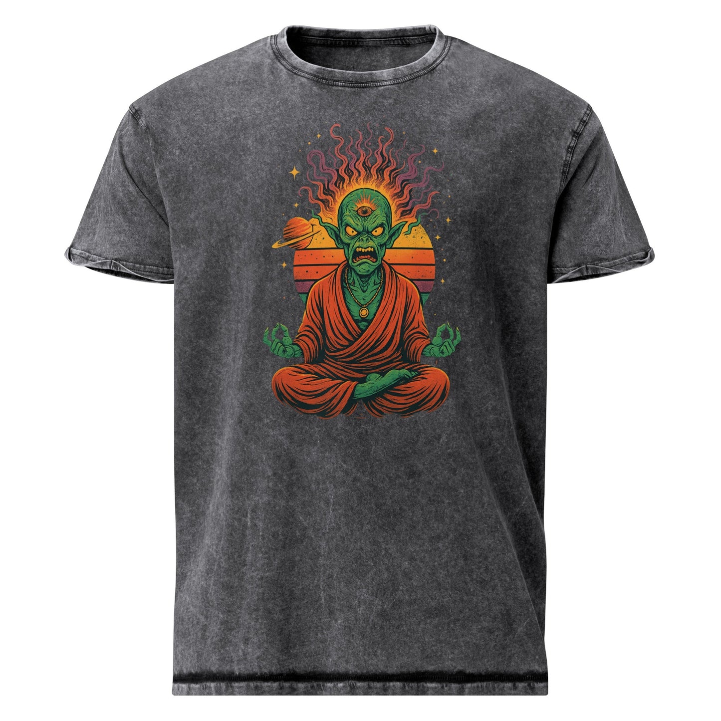 Alien Monk Rage Tee | Outer Space Meditation Shirt | Scifi Graphic T-Shirt - IconVexa