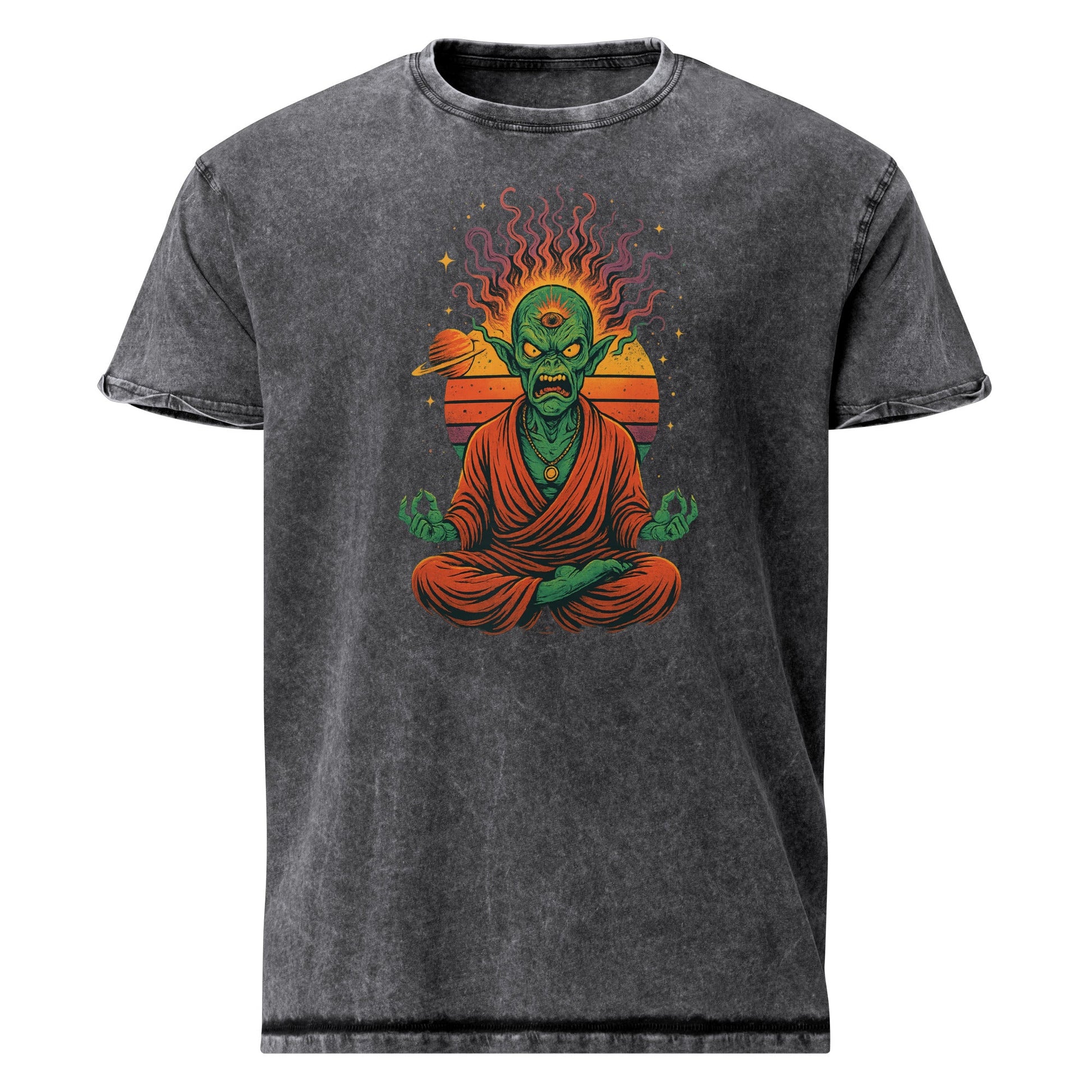 Alien Monk Rage Tee | Outer Space Meditation Shirt | Scifi Graphic T-Shirt - IconVexa
