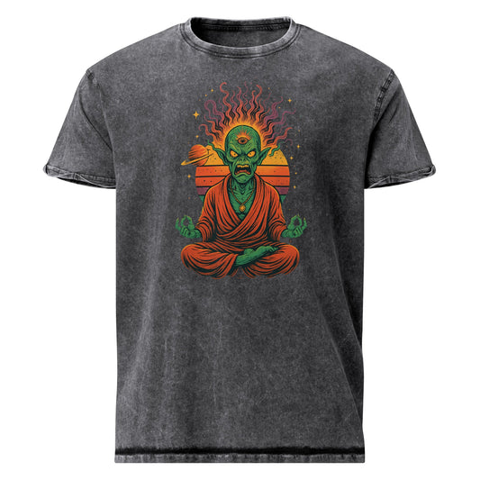 Alien Monk Rage Tee | Outer Space Meditation Shirt | Scifi Graphic T-Shirt - IconVexa