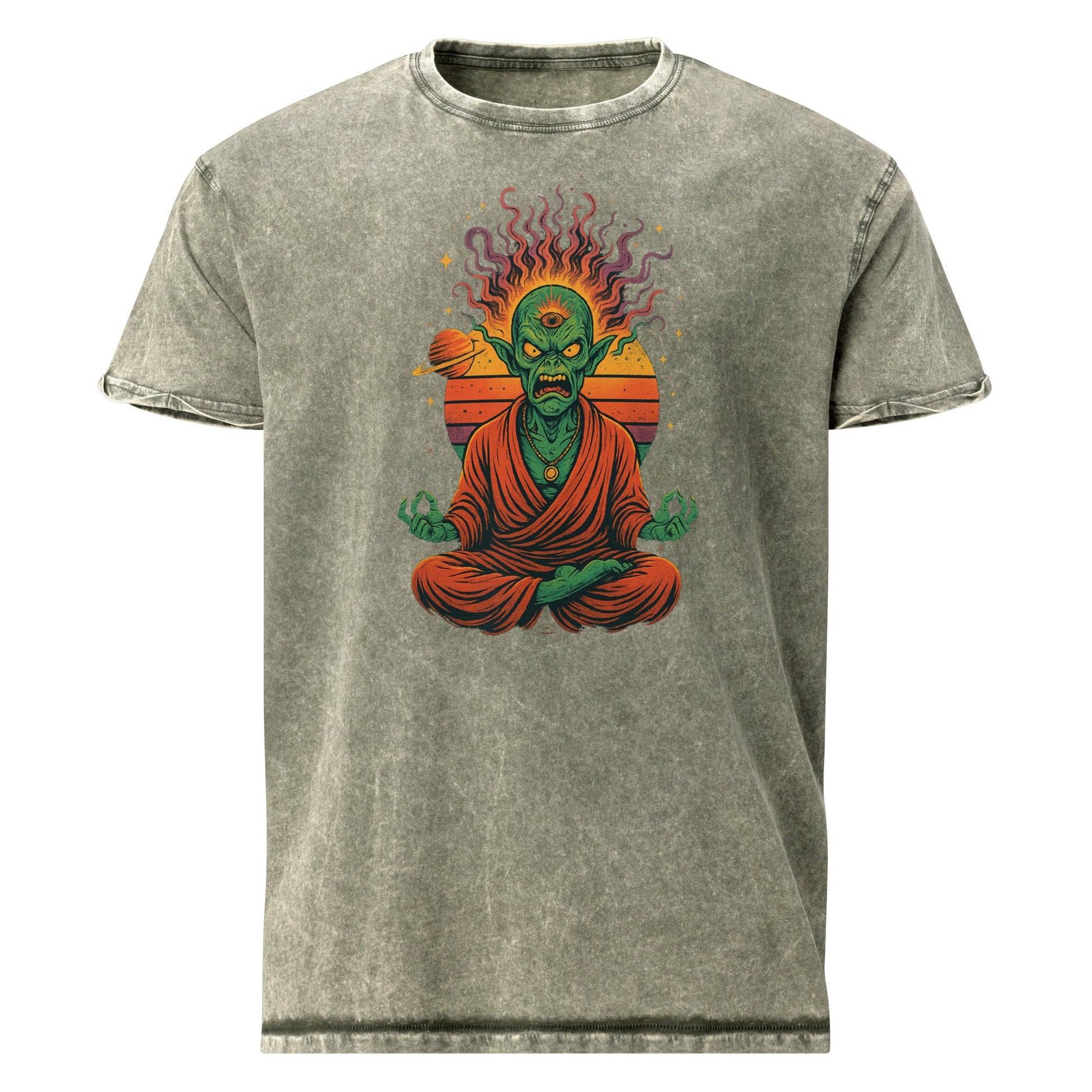 Alien Monk Rage Tee | Outer Space Meditation Shirt | Scifi Graphic T-Shirt - IconVexa