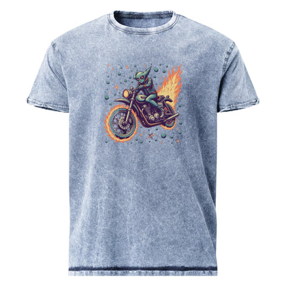 Alien Motorcycle T-Shirt | Retro Sci - Fi Rider Tee | Space Biker Graphic Shirt for Geeks - IconVexa
