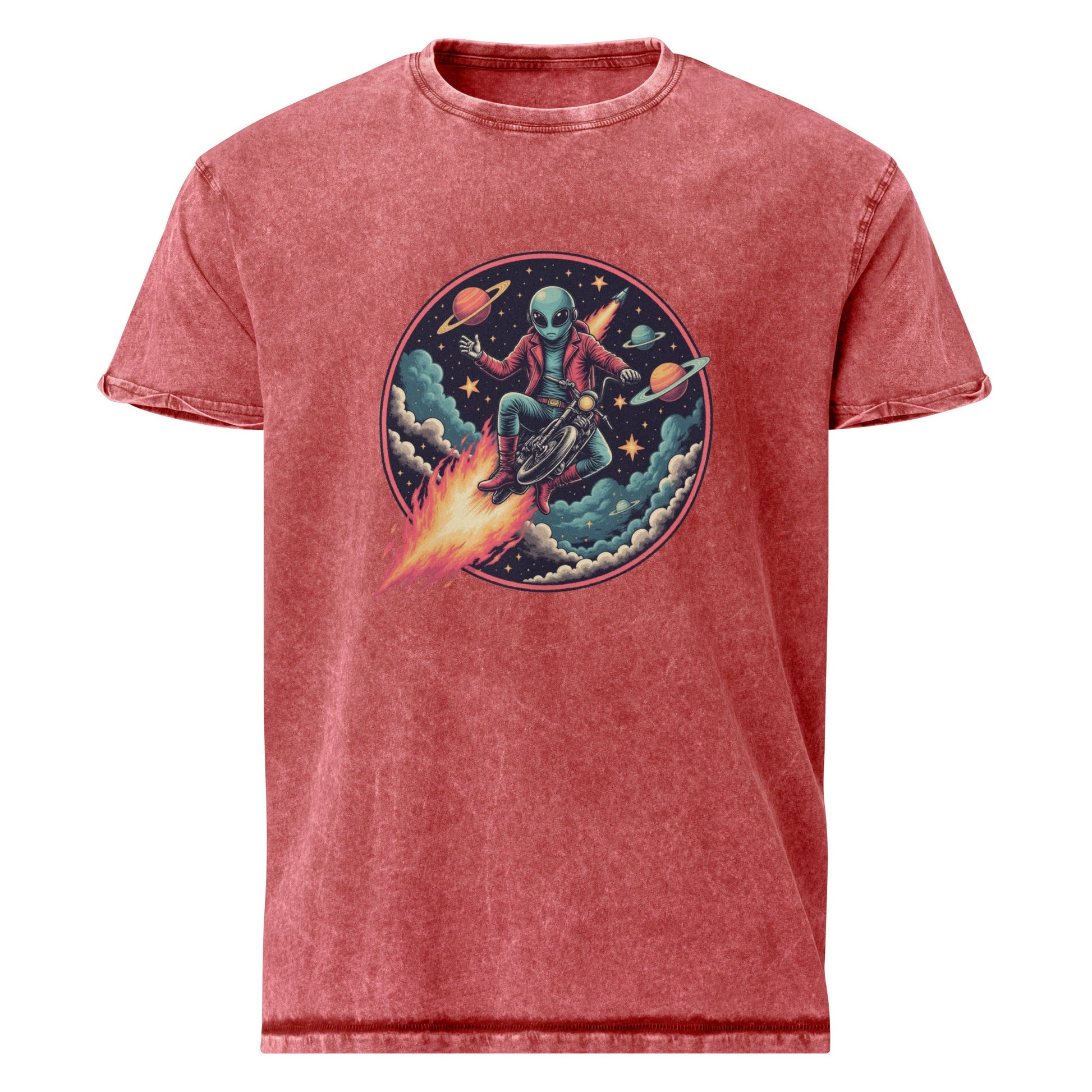 Alien Motorcycle T-Shirt | Retro Sci - Fi Space Tee | Cool Graphic Shirt for Geeks & Dreamers - IconVexa