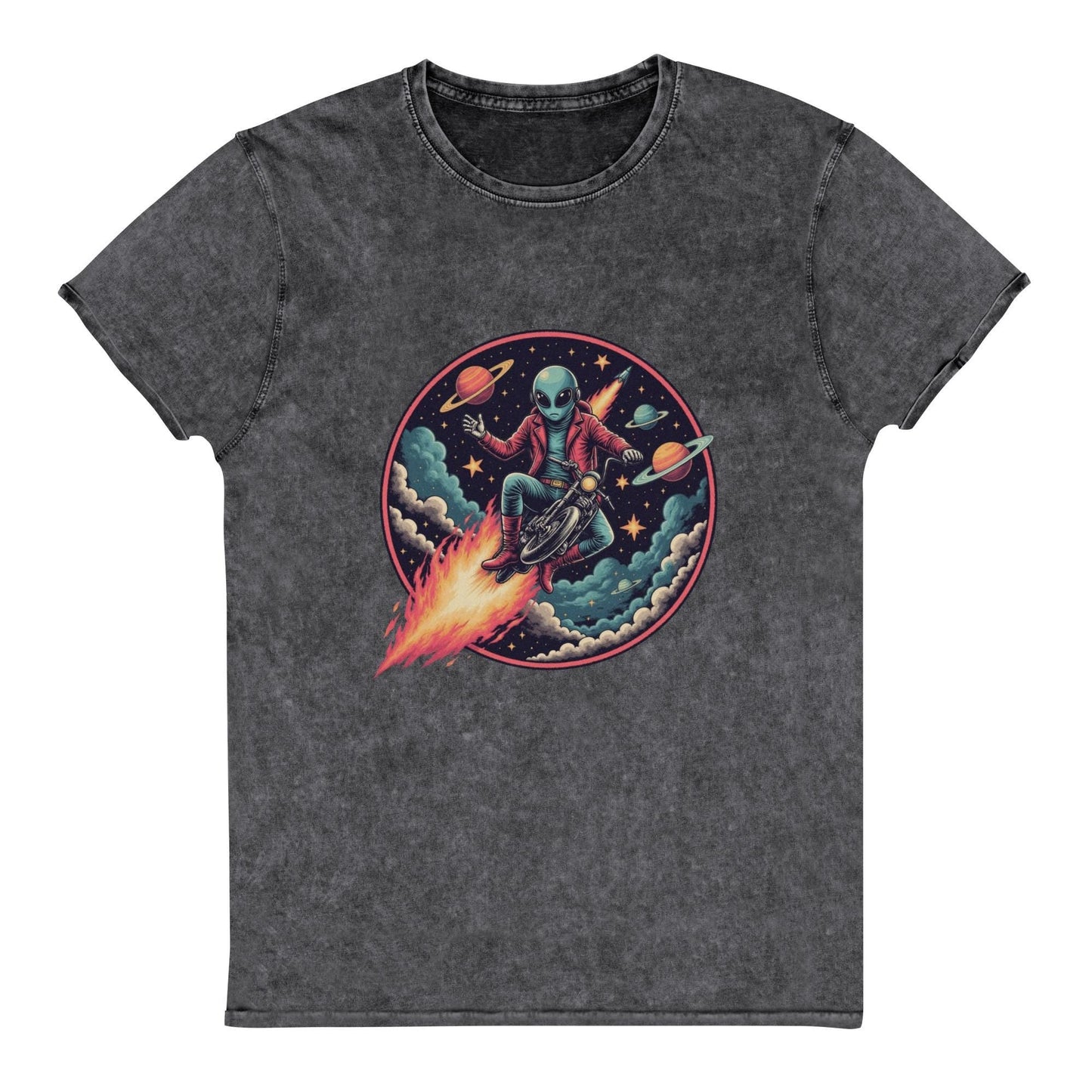 Alien Motorcycle T-Shirt | Retro Sci - Fi Space Tee | Cool Graphic Shirt for Geeks & Dreamers - IconVexa