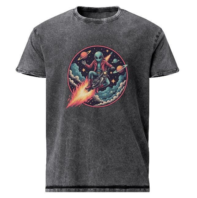 Alien Motorcycle T-Shirt | Retro Sci - Fi Space Tee | Cool Graphic Shirt for Geeks & Dreamers - IconVexa