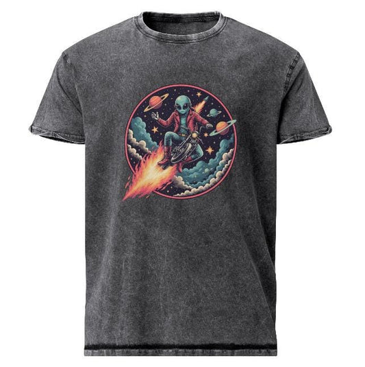 Alien Motorcycle T-Shirt | Retro Sci - Fi Space Tee | Cool Graphic Shirt for Geeks & Dreamers - IconVexa