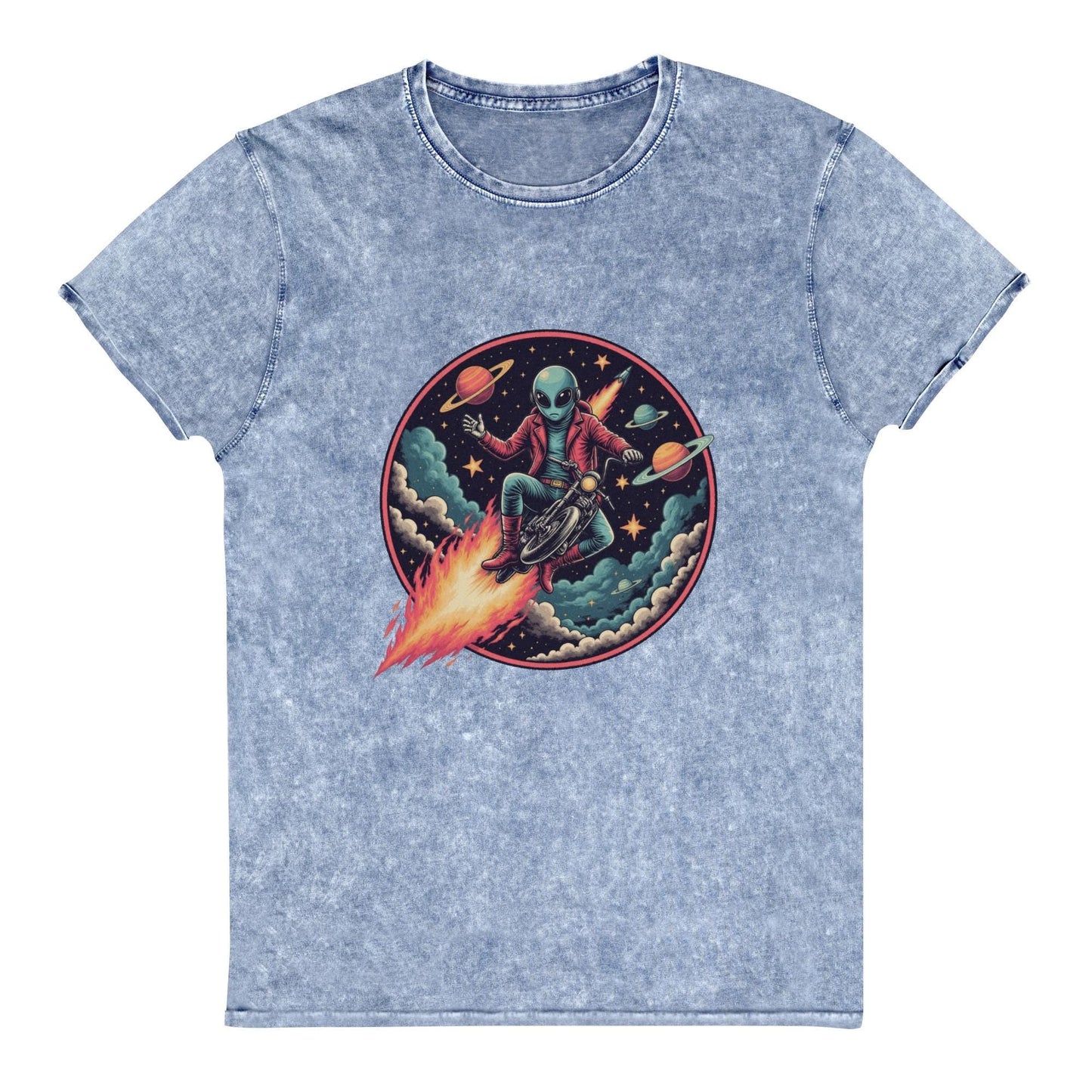 Alien Motorcycle T-Shirt | Retro Sci - Fi Space Tee | Cool Graphic Shirt for Geeks & Dreamers - IconVexa