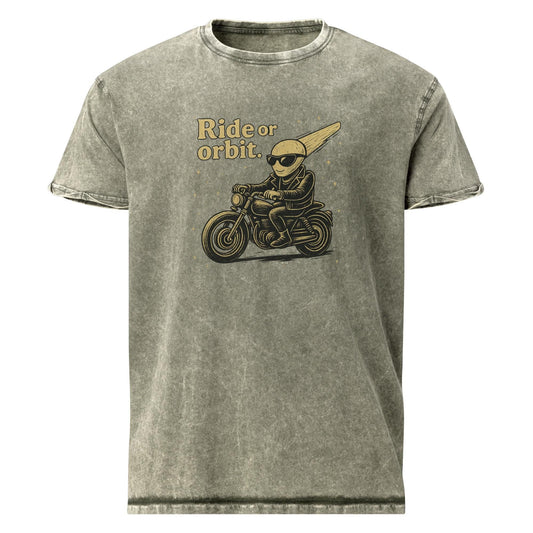 Alien Motorcycle Tee | Ride or Orbit Shirt | Space Theme Streetwear Graphic T-Shirt - IconVexa