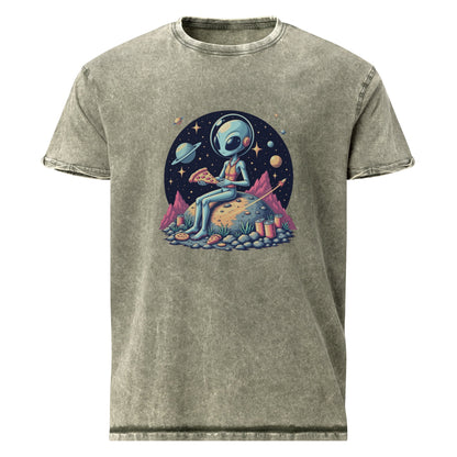 Alien Pizza Tee | Space Foodie Shirt | Retro UFO Graphic for Cosmic Streetwear - IconVexa