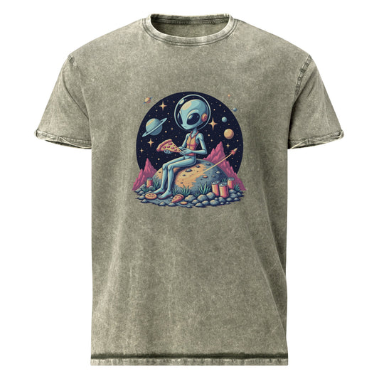 Alien Pizza Tee | Space Foodie Shirt | Retro UFO Graphic for Cosmic Streetwear - IconVexa