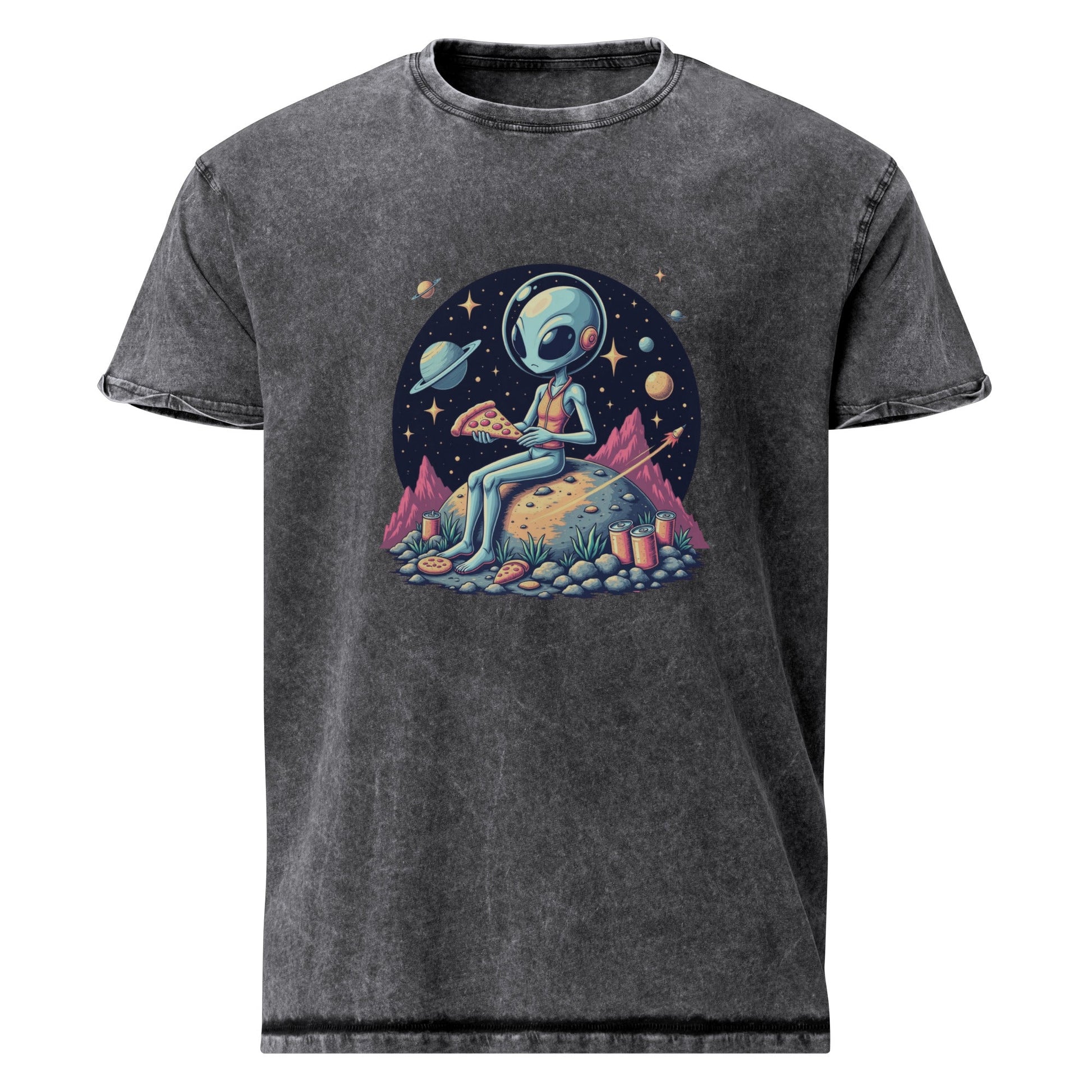 Alien Pizza Tee | Space Foodie Shirt | Retro UFO Graphic for Cosmic Streetwear - IconVexa