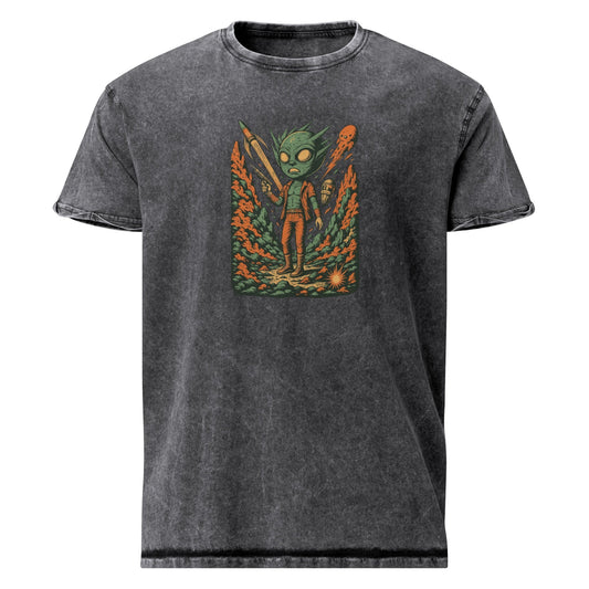 Alien Punk with Blaster Tee | Retro Sci - Fi Graphic Shirt | Space Theme Streetwear - IconVexa